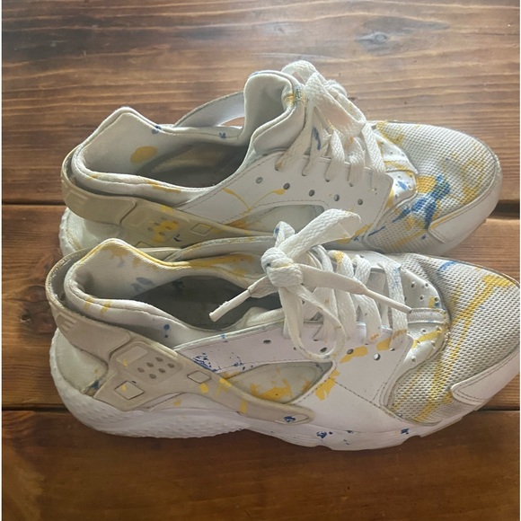 Nike Air Huarache 7 paint splatter youth sneakers unisex laced low tops custom - Picture 2 of 9